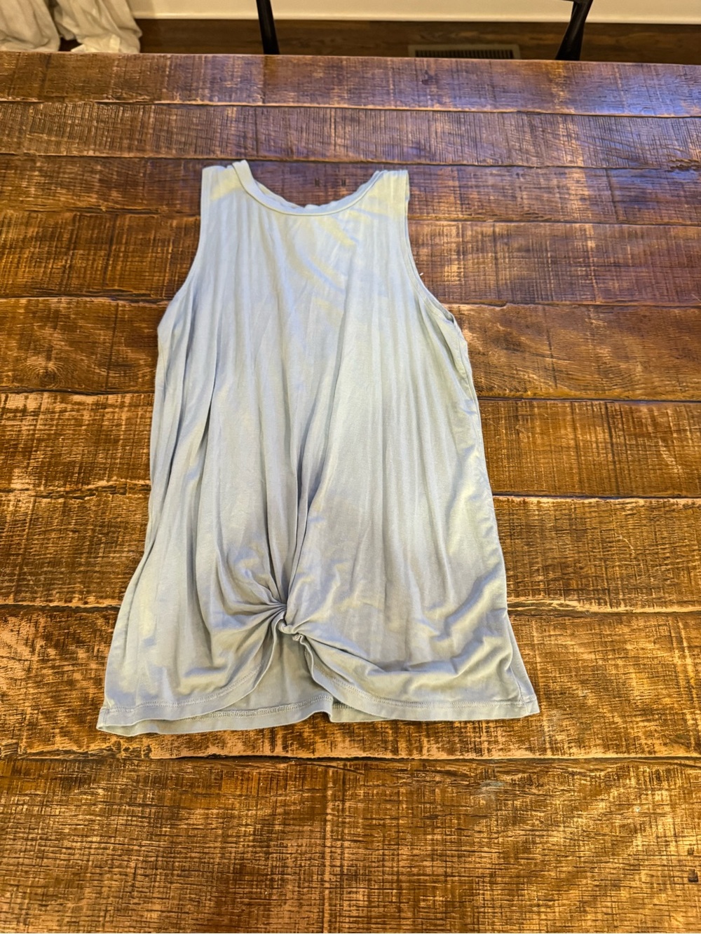 Light Blueish Green Sleeveless Knot-Front Tank Top